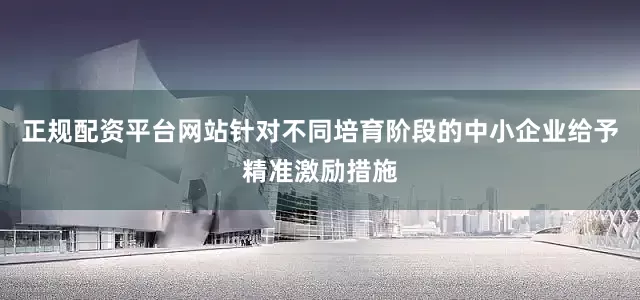 正规配资平台网站针对不同培育阶段的中小企业给予精准激励措施
